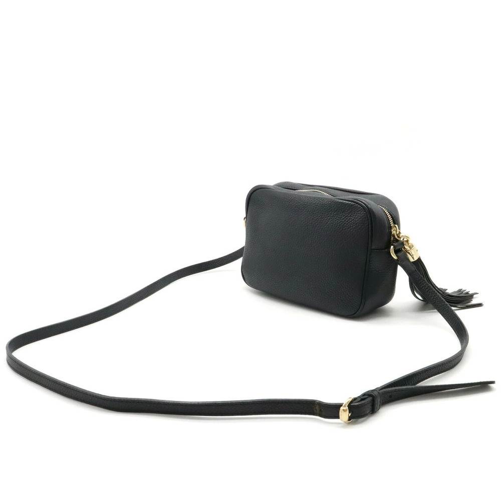 Gucci Crossbody Tassel Blue Disco Soho Black Leather Bag Navy Blue Black